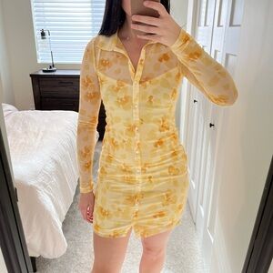 Abercrombie Yellow Floral Bodycon Dress